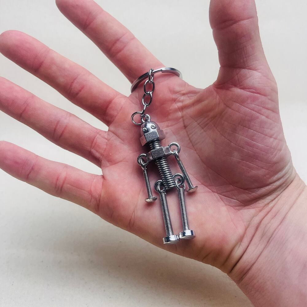 Y2k 2000s vintage stainless steel nuts and bolts stickman keychain - Picture 7 of 8